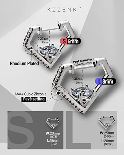 Diamond Shaped Huggie Hoop Earrings for Women Men 14K Gold Plated Cubic Zirconia Cuff Earrings Stud Jewelry Gift2