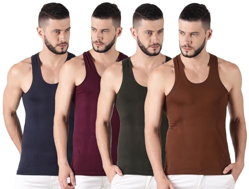 Image of Dollar Lehar Men Combed Cotton Round Neck Vest -Colour May Vary