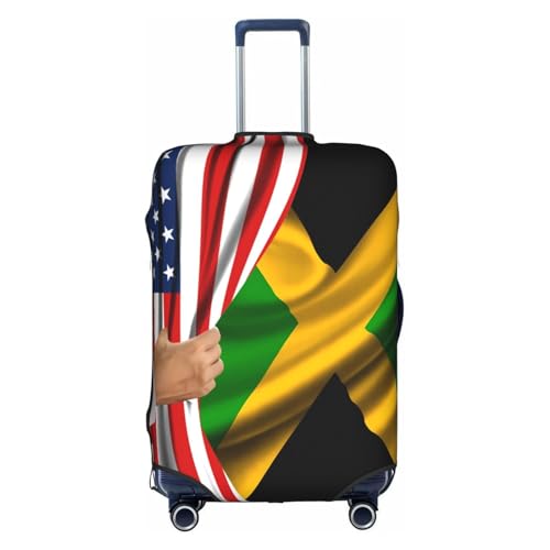 Travel Luggage Cover America Flag And Jamaican Flag Fashion Washable Baggage Suitcase Protector Fit For Luggage X-Large