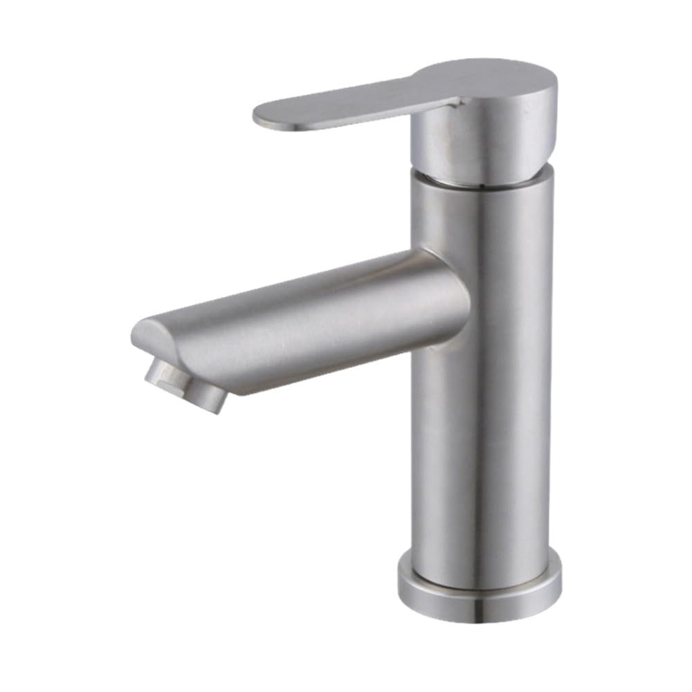 Wasserhahn Edelstahl Warm- und Kaltwasserhahn Waschbecken Waschtischarmaturen Badezimmer Badewanne Zubehör Set Waschbecken Badmischer,Silber