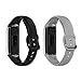 Koheby [2 unidades] Correa compatible con Samsung Galaxy Fit SM-R370 Banda, accesorio de silicona suave para deporte pulsera de repuesto para Galaxy Fit SM-R370 Fitness Tracker (negro y gris)