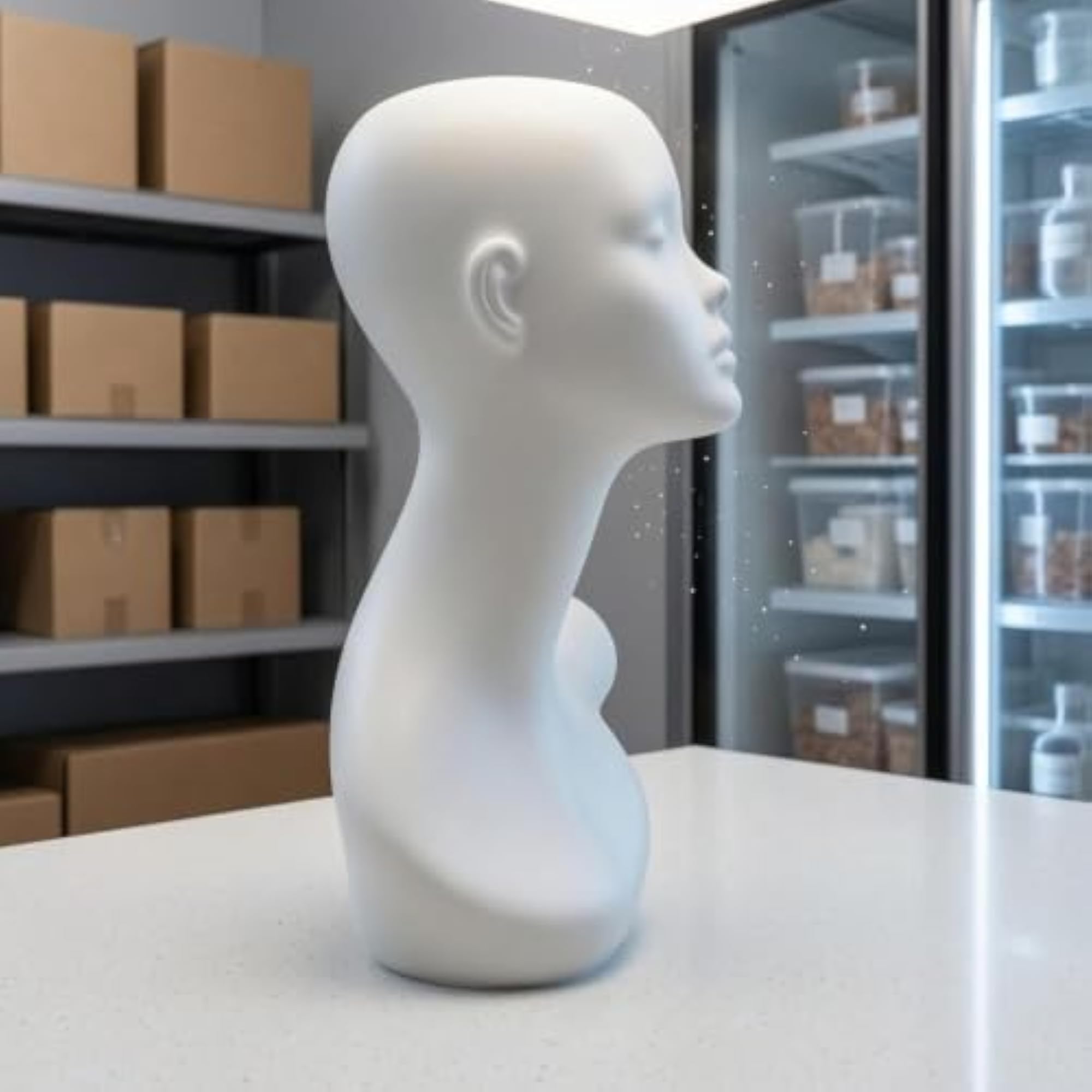Featureless Female Mannequin Head Bust, White