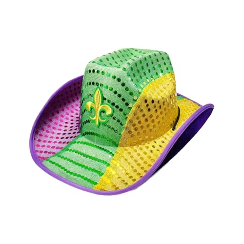 カウボーイ パーティ ハット - 調整可能 グリッター ヘッドウェア | コスプレ ハット 衣装 アクセサリー,ホリデー カーニバル 聖パトリックの日 アイルランド イベント 仮面舞踏会 コスプレ 祝賀