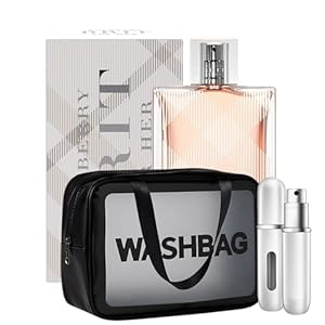 BRIT Eau de Toilette for Women 3.3 Oz – Gift Set Pack With Toiletry Bag + Portable Travel Size Refillable Perfume Atomizer Bottle.