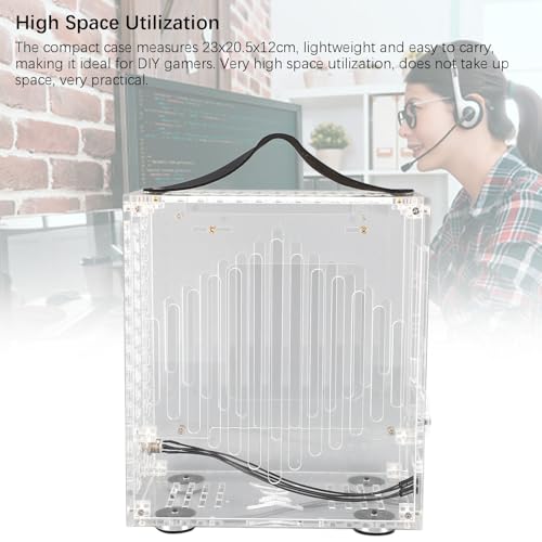 Gabinete PC Mini ITX de Acrílico Transparente, Diseño Hueco de Flujo de Aire 360° con Asa, para Fuente de Alimentación DIY y Tarjeta Gráfica de Hasta 190 mm miniatura 3