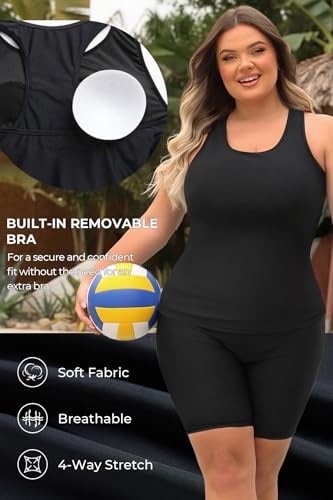 Image of Daci Women Plus Size Swimwear Athletic One Piece Swimsuits Boyleg Bathing Suit