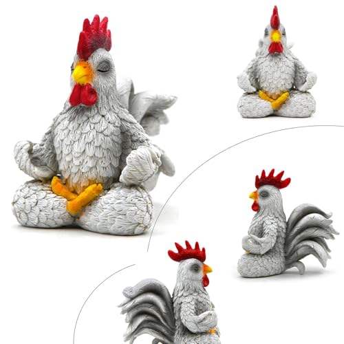 Figurine de coq de méditation poulet en résine pour centre de table