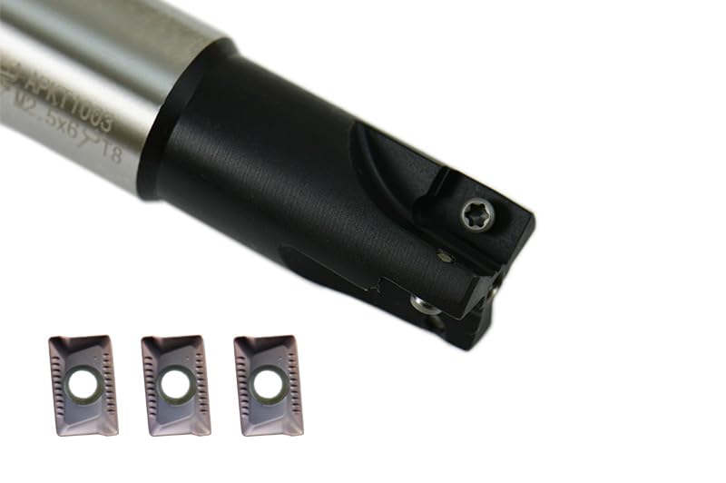Image of Shars 3 /4 inch 90 Degree Indexable End Mill Cutter with 3 PCS of APKT 1003 Carbide Insert, 3 Flute 404-1862W+404-6960(3) P[