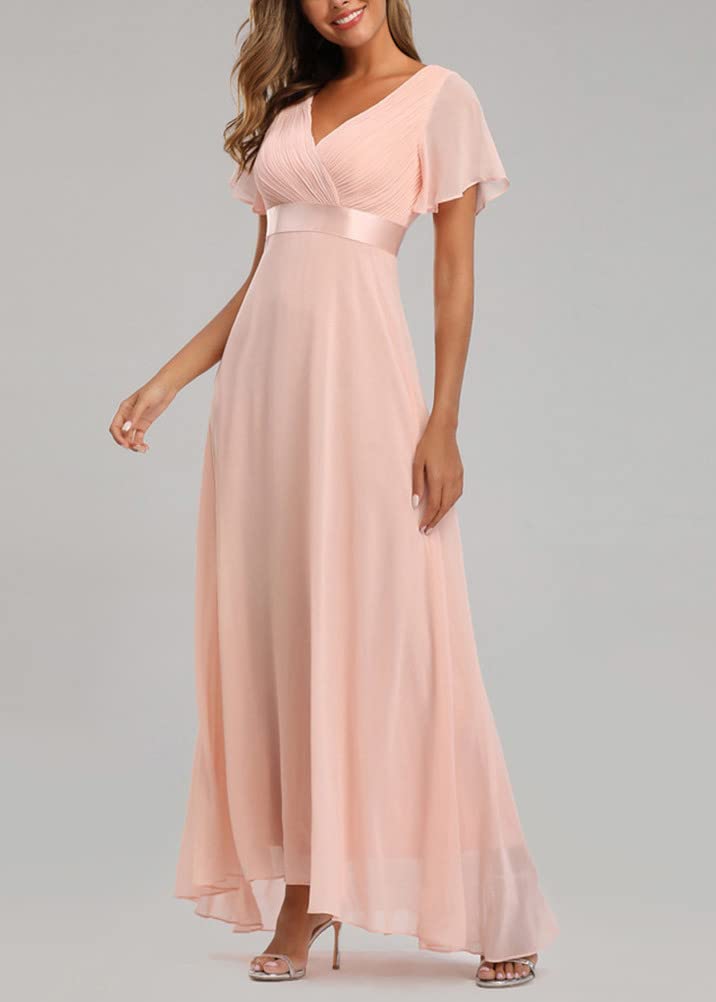 ORANDESIGNE Damen Abendkleid A-Linie Spitze Kurzarm Partykleid Spitzenkleid Brautjungfer Elegant Party Langes Kleid Cocktailkleid Chiffon Abendkleid Cocktailkleid Sommerkleid