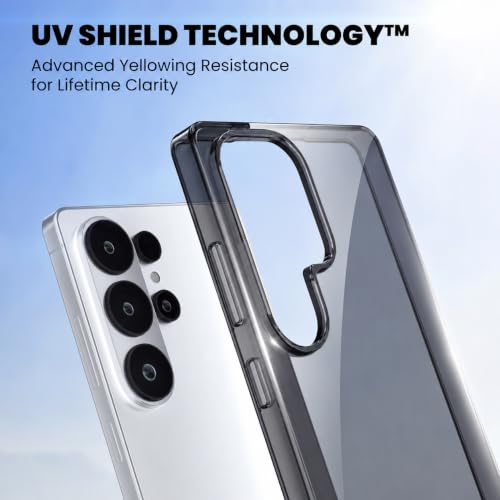 Image of VONZEE Compatible with Samsung Galaxy S25 Ultra 5G Back Cover Case Clear,[ Anti Yellow ][Military Grade Protection] Hard PC Back Cover Transparent-Black
