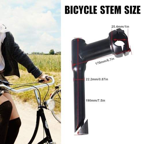 WEEROCK Bike Stem 25.4 * 22.2mm（1 * 0.87 Inch） Aluminum Alloy Gooseneck Shape Length 160mm(6.3 Inch) Bicycle Stem,Black - Thumbnail 2