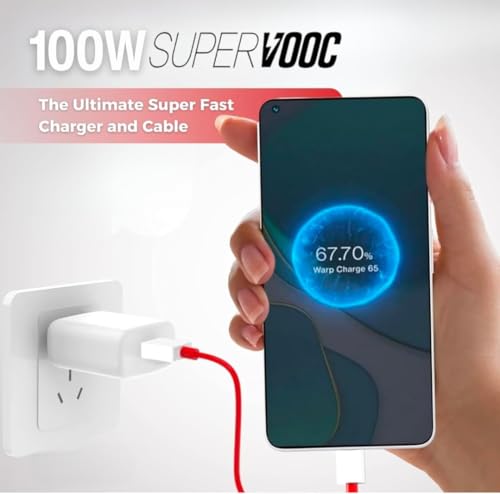 Image of 100 Watt SuperVooc Charger, Fast Charging Cable, Compatible with OnePlus Devices, White