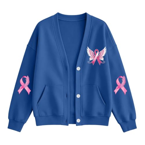 Breast Cancer Awareness Sweatshirt Women Oversized Button Down Jacket - image 4