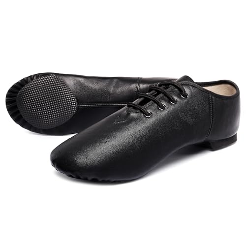Image of Linodes Leather Lace Up Unisex Jazz Shoe for Women and Men's Dance Shoes