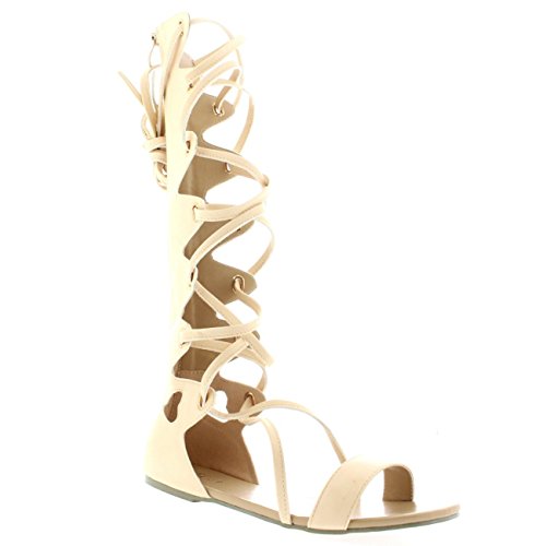 Donna Ginocchio Alto Estate Gladiatore Stivali