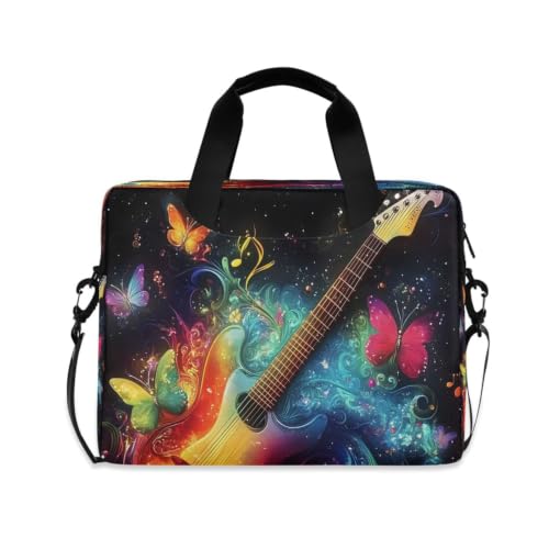 Bolsa de portátil con correa acolchada y bolsillo de accesorios funda mariposa rosa