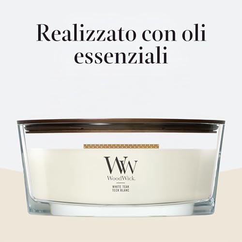 WoodWick Ellipse Candela Profumata | Teak Bianco | con Stoppino Scoppiettante | Durata della Combustione: Fino a 50 Ore - Immagine 5