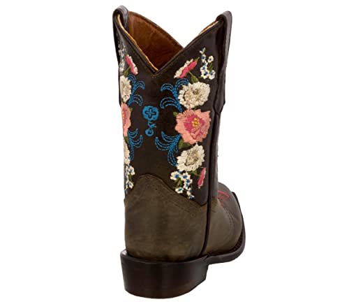 Girls Jazmin Brown Toddler Floral Embroidery Cowgirl Boots Snip Toe4