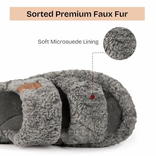 EverFoams Womens Fuzzy Open-toe Slippers Soft Comfy Memory Foam Indoor House Shoes4