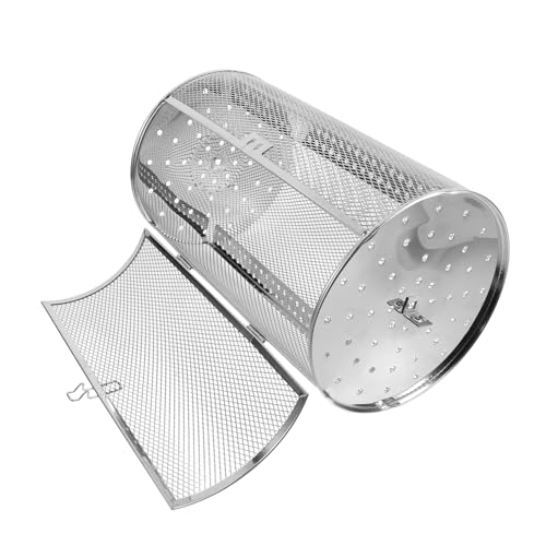 INOOMP Rotary Grilled Cage for Oven Rotating Stainless Steel Barbecue Basket with Unique Door Design for Even Heating and Access for Nuts and Bbq Dishes