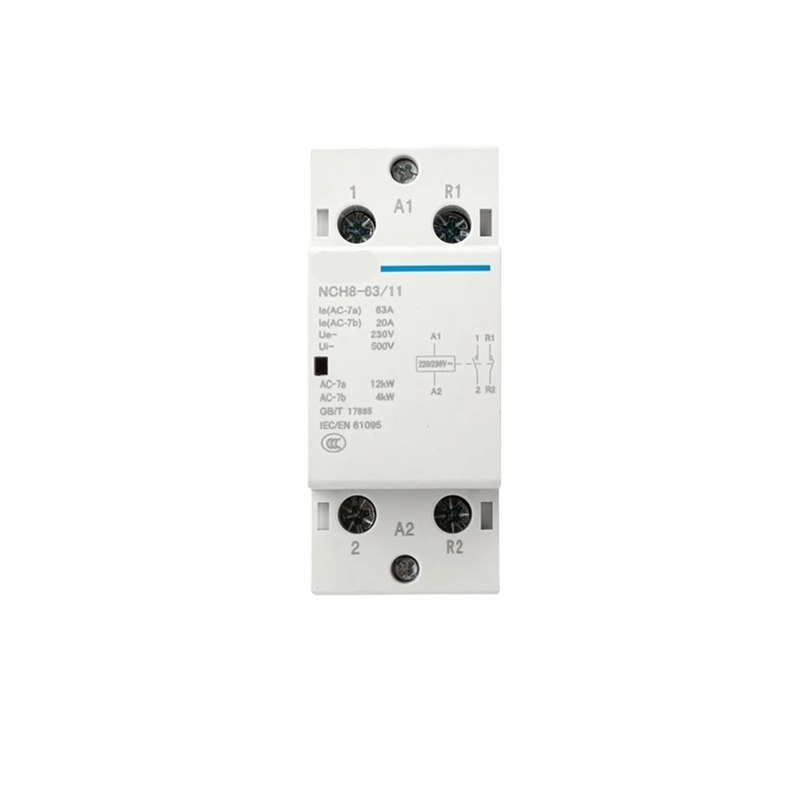Contactor de CA doméstico 230V NC H8 20A 25A 40A 63A 2NO 1NC 1NO 2 Modular fases 4 polos(63A 4NO)