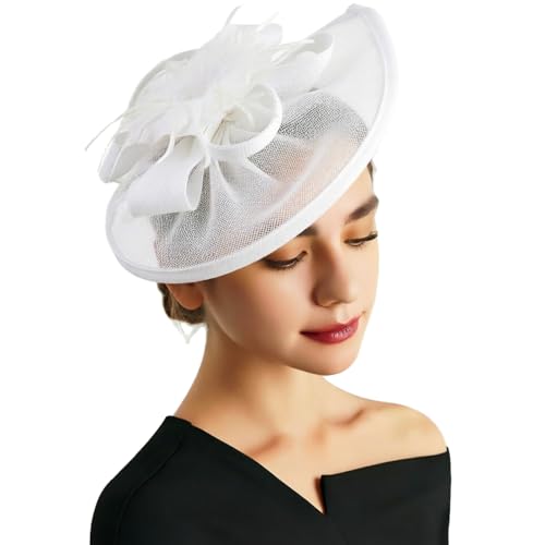 Image of DRESHOW Women Fascinator Hats Tea Party Hat Vintage Pillbox Hat Headband for Cocktail