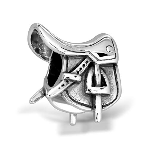 WithLoveSilver 925 Sterling Silver Animal Horse Horseshoe Equestrian Saddle Harness Charm Bead Bracelets