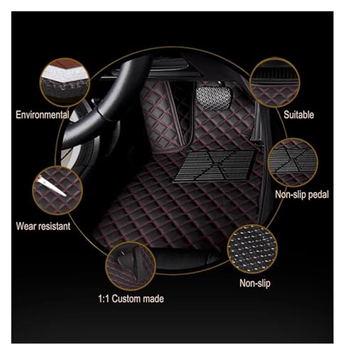 Tapis de voiture pour BMW X1 2010-2015 LHD noir et rouge - 3