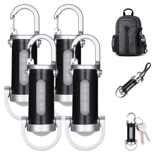 Kssvzz Mini Taschenlampe Schlüsselanhänger, 4 Stück, Ultrahelle LED Taschenlampe, Wiederaufladbar, Geeignet für Arbeiten im Freien, Camping,...