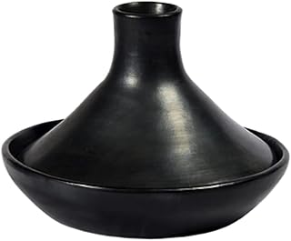Handmade 12” Black Clay Tagine – Traditional Unglazed Earthenware – 100% Natural & Heat-Retaining – Colombian Clay Pot for for Cooking Flavorful Slow Cooking & Elegant Serving