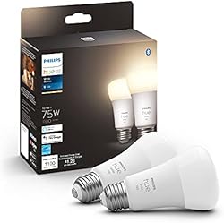 Philips Hue Smart 75W A19 LED Bulb - Soft Warm White Light - 2 Pack - 1100LM - E26 - Indoor - Control with Hue