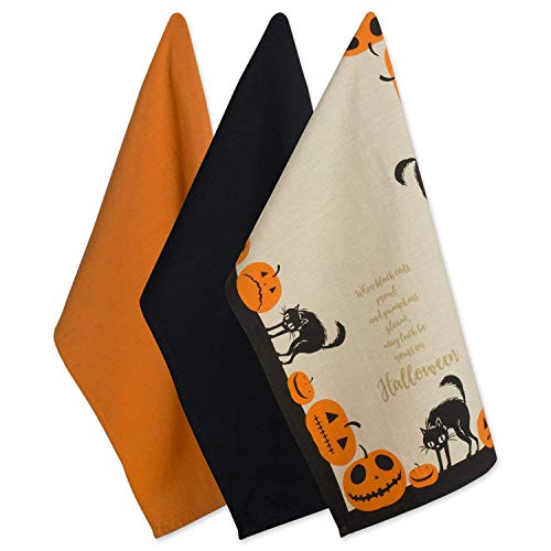 DII 100% Cotton, Oversized Decorative Halloween Holiday Printed Dish Towels, 18x28, Set of