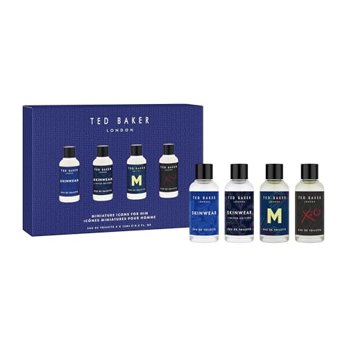 Ted Baker Mini Cologne Gift Set for Him Mini Eau de Toilette: Skinwear Skinwear Limited Edition M X2O Travel Friendly Mens Fragrance Collection Great Gift Idea For Men 4 x 0.51 fl oz /15ml