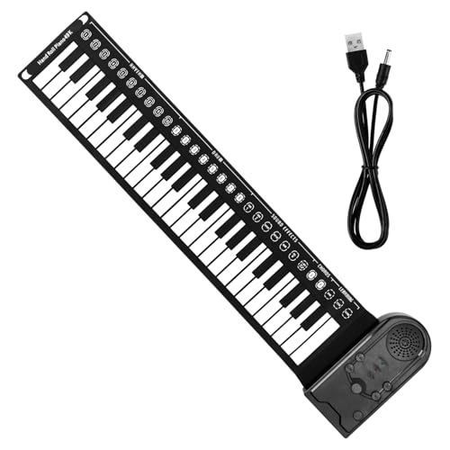 OFFSCH 手巻き電子ピアノ 49鍵 ポータブルピアノ キーボード 折りたたみ式ピアノ 男の子と女の子の初心者向け 6つのデモ曲と録音機能付き