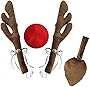 Car Reindeer Decoration, Reindeer Antlers Nose Tail with Jingle Bell Christmas Decoration for Car Windows, Grille, Christmas Decor Best for Cars, Vehicles, SUVs, Trucks, Car Exterior Accessories