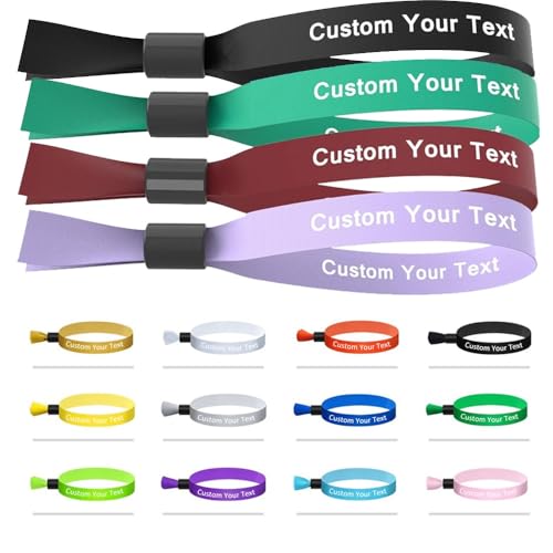 BFBZYME 50/100 Unidades De Pulseras De Tela Personalizadas, Pulseras Personalizadas Para Festivales, Reuniones, Fiestas Y Conciertos, Pulsera Ajustables Y Coloridas | 14 Colores