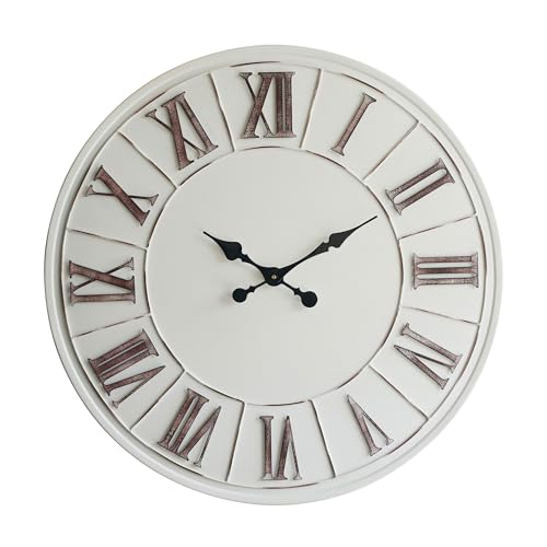 Oversized Farmhouse Wall Clock - 30 inch, Extra Large Decorative Wall Clock for Living Room Decor | Metal Face | Roman Numeral | Battery Operated