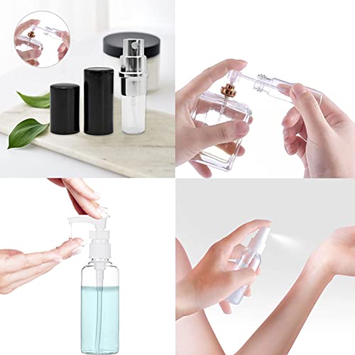 19Pack Empty Silicone Travel Size Toiletries Set, Leakproof Squeezable Spray Bottles Tubes, 1Oz 2Oz 3Oz Refillable Cosmetic Container, Mini Perfume Atomizer Airplane Travel Essentials (White&Black) #TOP5