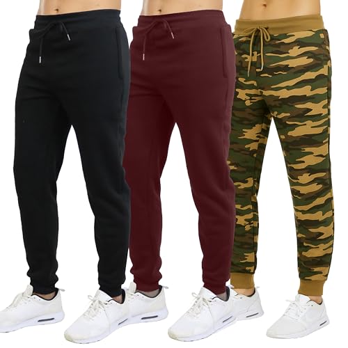 Galaxy by Harvic 3-Pack Mens Slim Fit Fleece Jogger Sweatpants (S-2XL)