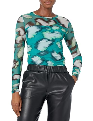 DKNY Women's Mesh Side Ruching Lightweight Sportswear Top