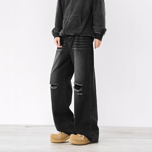 Baggy Jeans Men Distressed Vintage Wide Leg Jeans Men Washed Ripped Parachute Streetwear for Skater Jean3