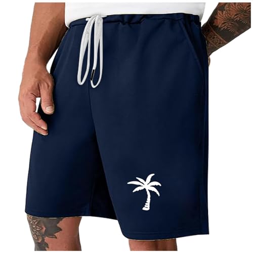 Pantalon Corto Hombre con Bolsillos-Pantalones Cortos para Hombre Resort Pantalones Cortos con Estampado 3D Cintura elástica Estilo cordón Pantalones de Playa para Vacaciones