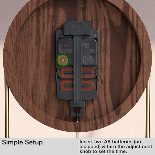 image for Driini Decorative Wall Clock with Pendulum (Dark) – Modern Wood, 3D 