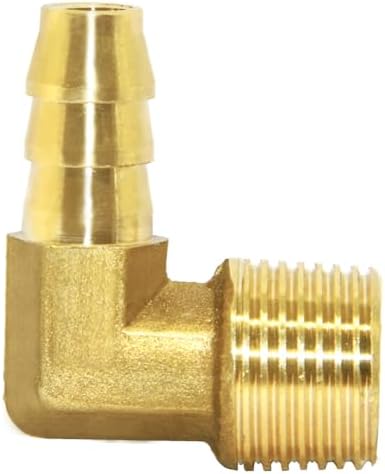 Joywayus Brass Hose Fitting,90 Degree Elbow,3/8" Barb x 3/8" NPT Male Pipe Water/Fuel/Air (Pack of 2)