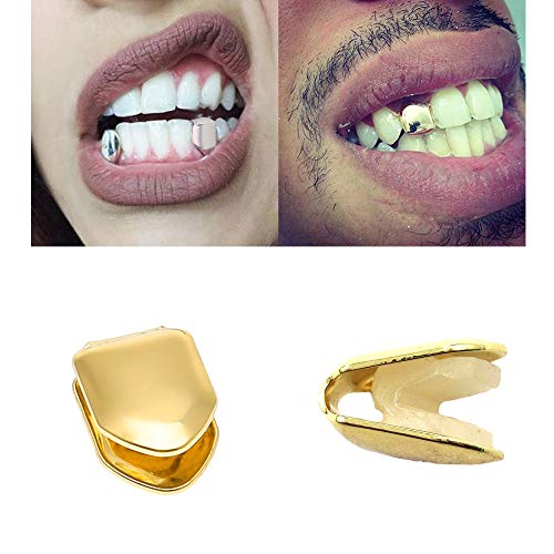 Comidox Gold Plated Hip Hop Single Teeth Grillz Caps Top Bottom Dental Grill 3Pcs #TOP2