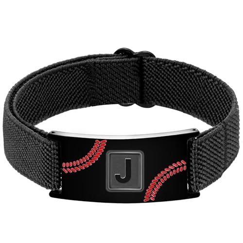 Baseball Initial A-Z Bracelet for Boys Men