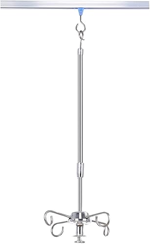 BINGDONGA Estante de infusión colgante en acero inoxidable de altura ajustable múltiples ganchos con estante deslizante de goteo riel estante de