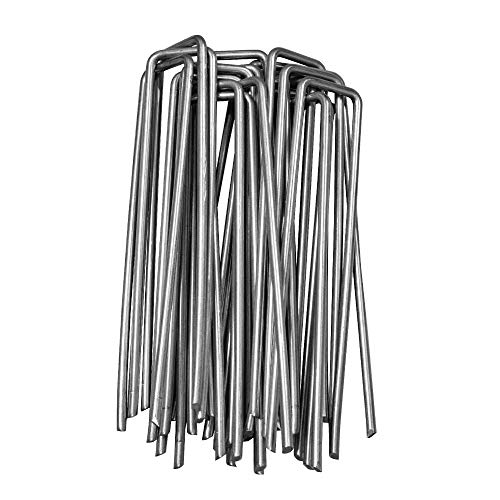 CampAir Piquets de Fixation pour Bâches en Acier Galvanisé Forme en U - Agrafes pour Toiles de Paillage Extra Stable - 150mm de Long, 30mm de Large, Ø 4mm - Lot de 500 Pcs Cover