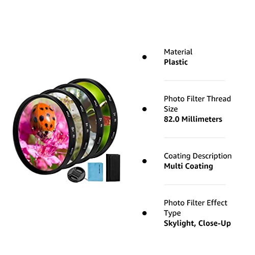 82Mm Close-Up Filter Kit 4 Pieces(+1,+2,+4,+10) Macro Filter Accessory Close-Up Lens Filter Kit Set With Lens Filter Pouch For Canon Nikon Sony Pentax Olympus Fuji Dslr Camera+Lens Cap #TOP7