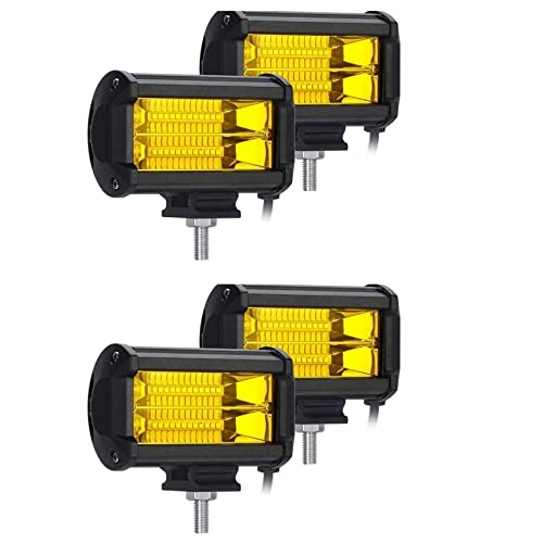 Luces LED de trabajo 72W amarillas de 5 pulgadas para off road y tractores paquete de 4